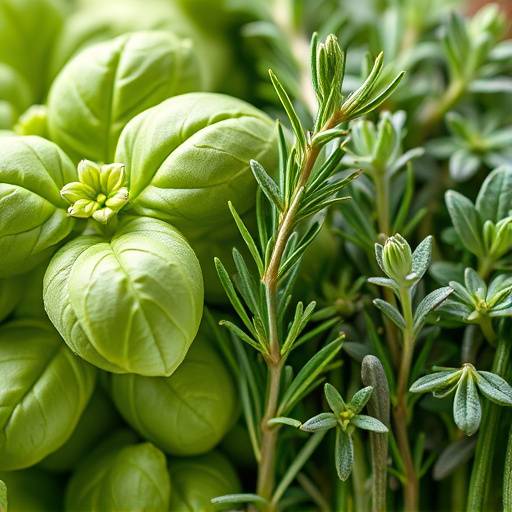 Assortimento di erbe aromatiche fresche, tra cui basilico, rosmarino e salvia