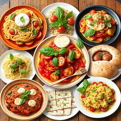 Collage di immagini che mostrano i piatti iconici della cucina italiana menzionati
