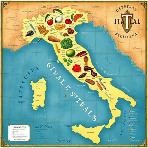 Mappa dell'Italia che evidenzia le diverse regioni e le loro specialit&agrave; culinarie