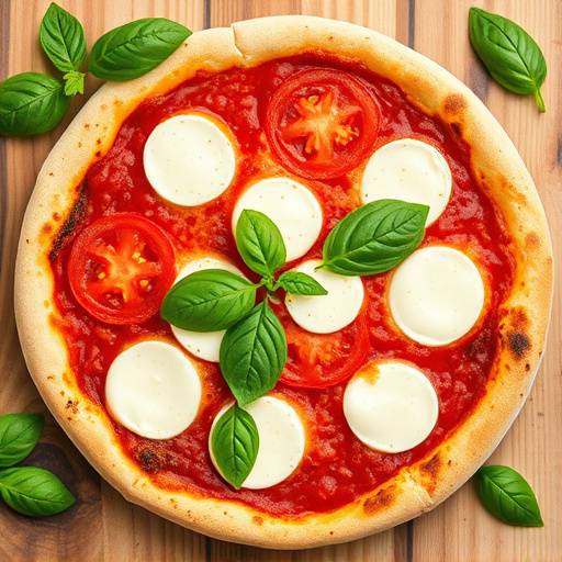 Una pizza margherita con pomodoro, mozzarella e basilico fresco
